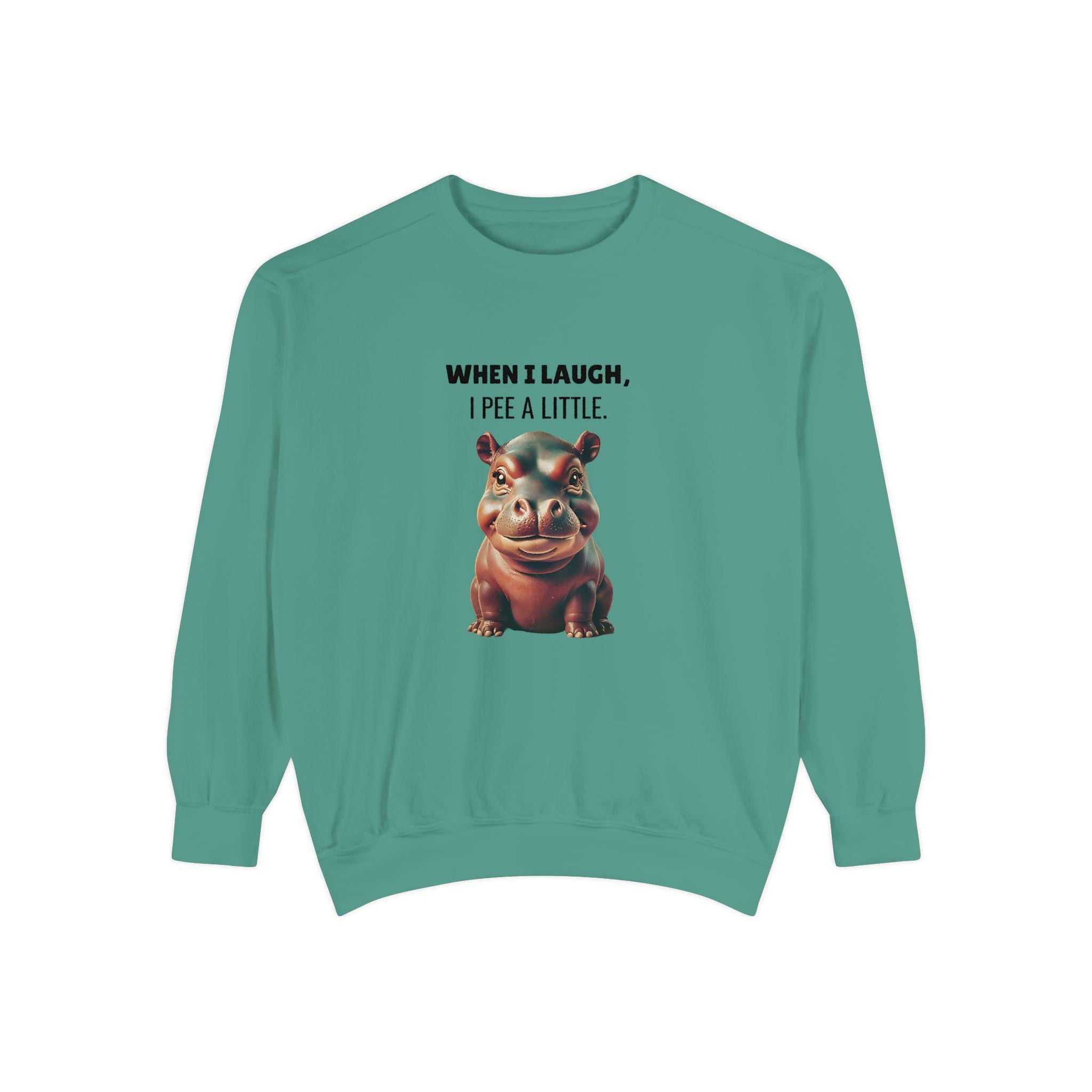Laughing So Hard I Peed a Little - Funny Saying - Ideal for Gifting - Humor Hippo Moo Deng Sweater Print