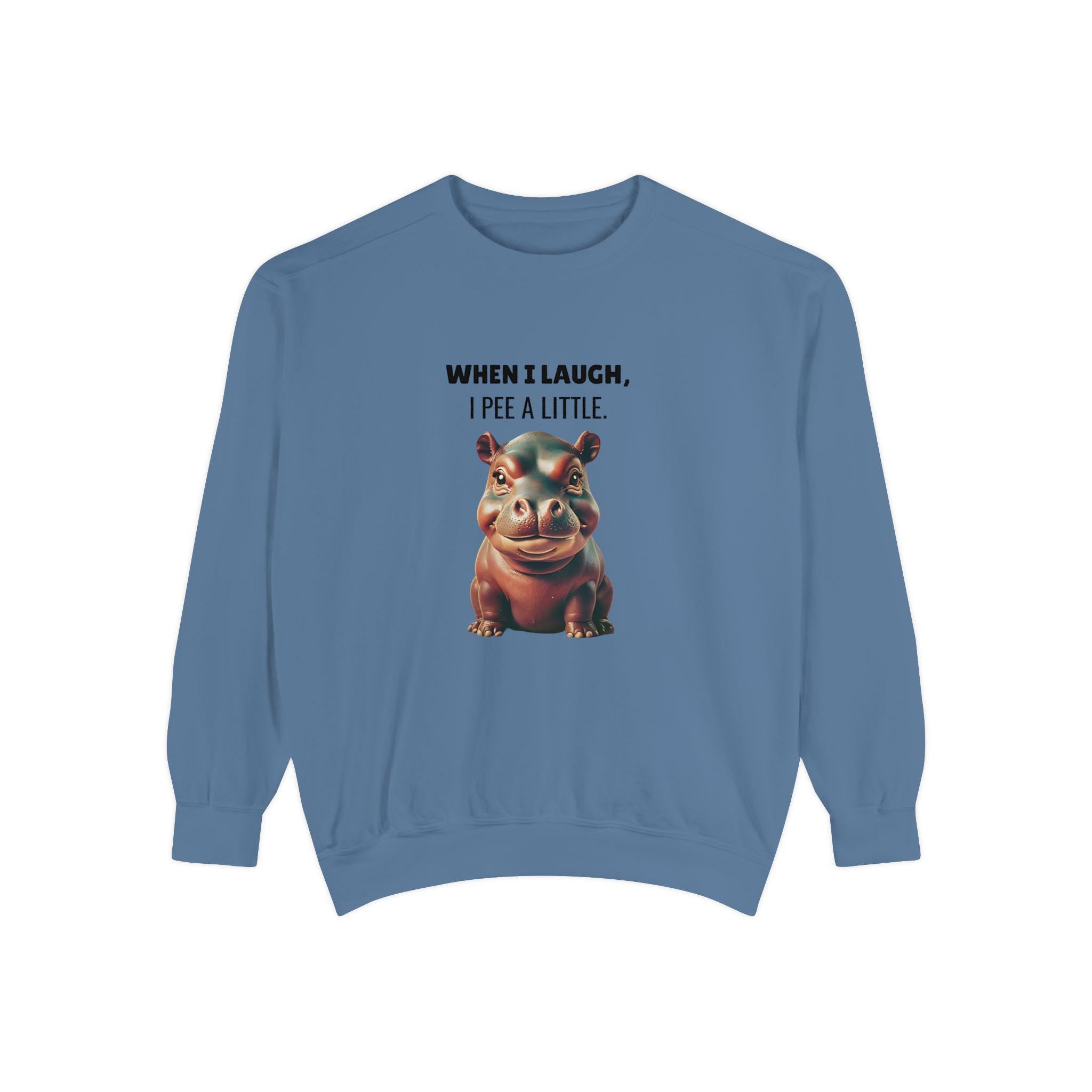 Laughing So Hard I Peed a Little - Funny Saying - Ideal for Gifting - Humor Hippo Moo Deng Sweater Print