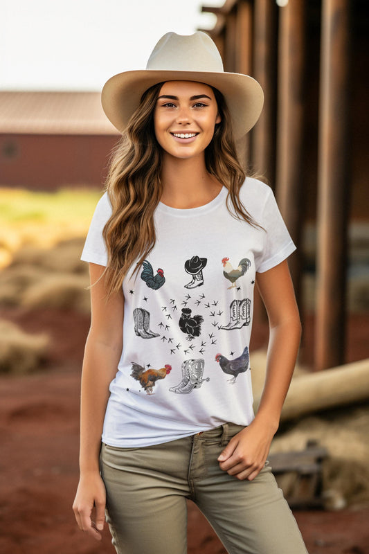 Farmhouse Chic Unisex Heavy Cotton Tee, Perfect for Chicken Lovers, Gift for Farmers, Vintage Style Tee, Casual Everyday Wear