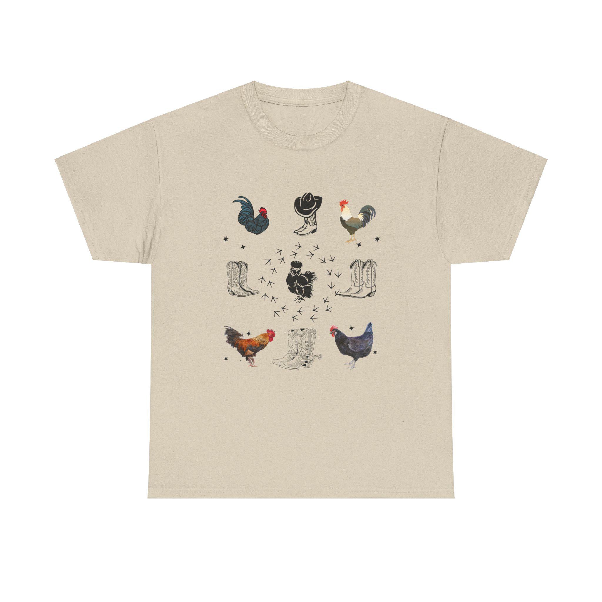 Farmhouse Chic Unisex Heavy Cotton Tee, Perfect for Chicken Lovers, Gift for Farmers, Vintage Style Tee, Casual Everyday Wear