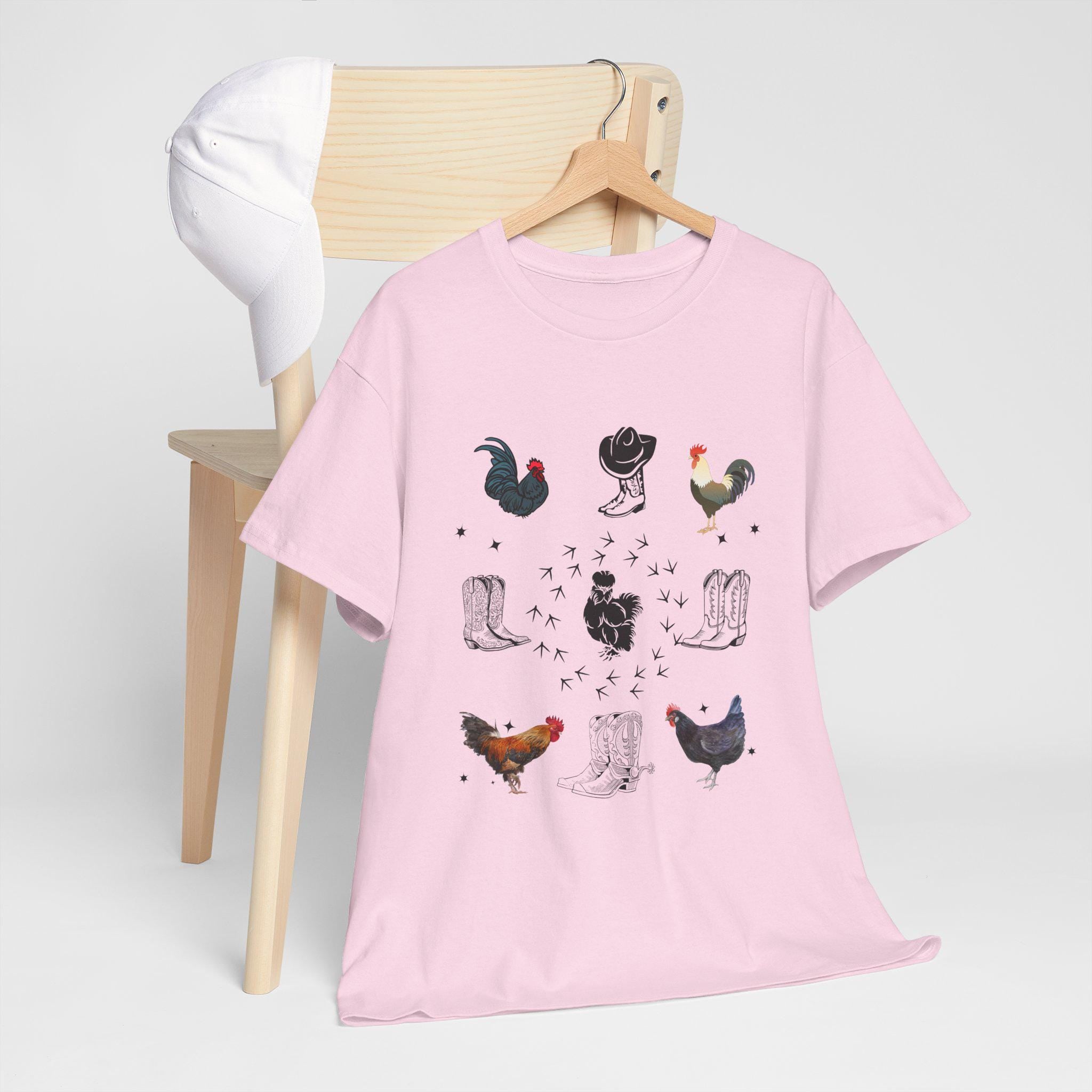 Farmhouse Chic Unisex Heavy Cotton Tee, Perfect for Chicken Lovers, Gift for Farmers, Vintage Style Tee, Casual Everyday Wear
