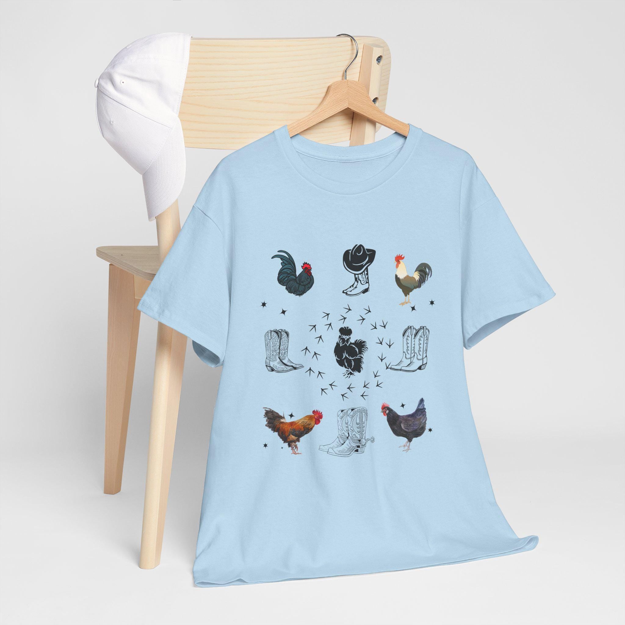 Farmhouse Chic Unisex Heavy Cotton Tee, Perfect for Chicken Lovers, Gift for Farmers, Vintage Style Tee, Casual Everyday Wear