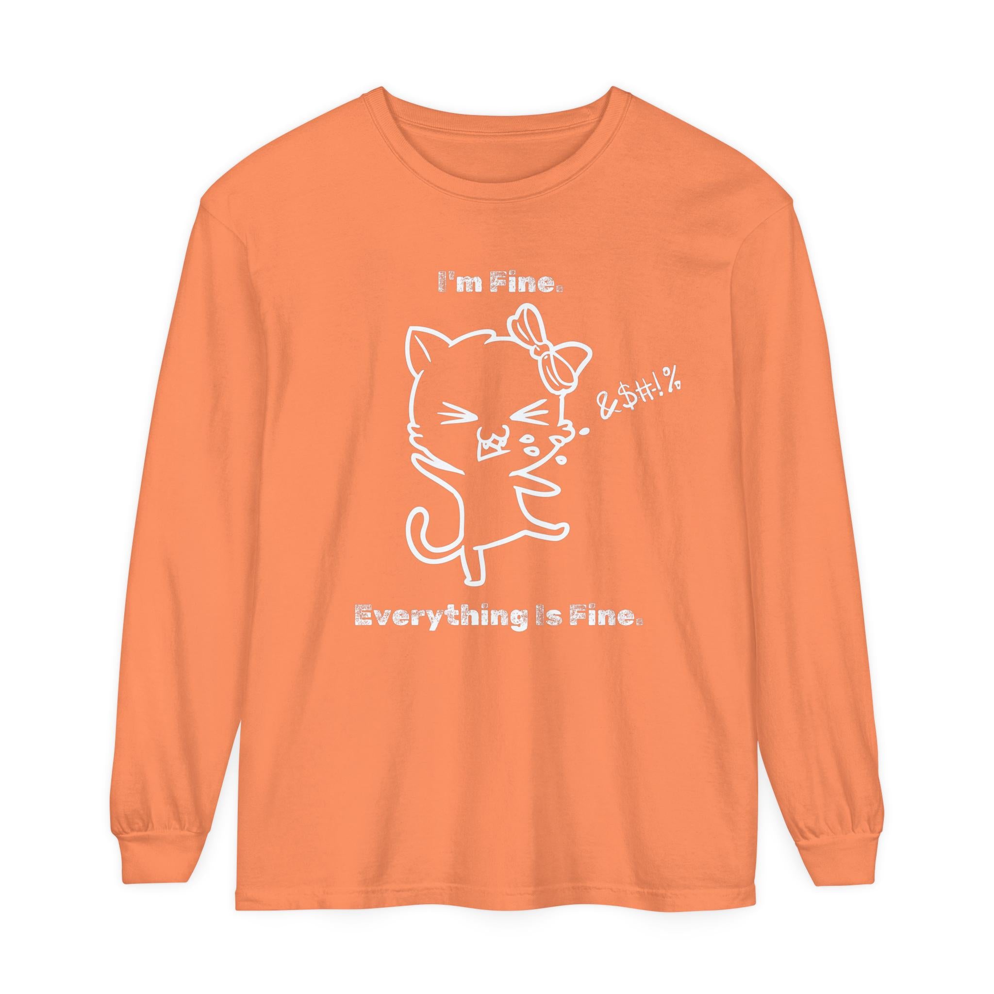 Playful Cat Quote Long Sleeve T-Shirt, Cute Humor Tee, Gift for Cat Lovers, Casual Wear, Funny Animal Shirt