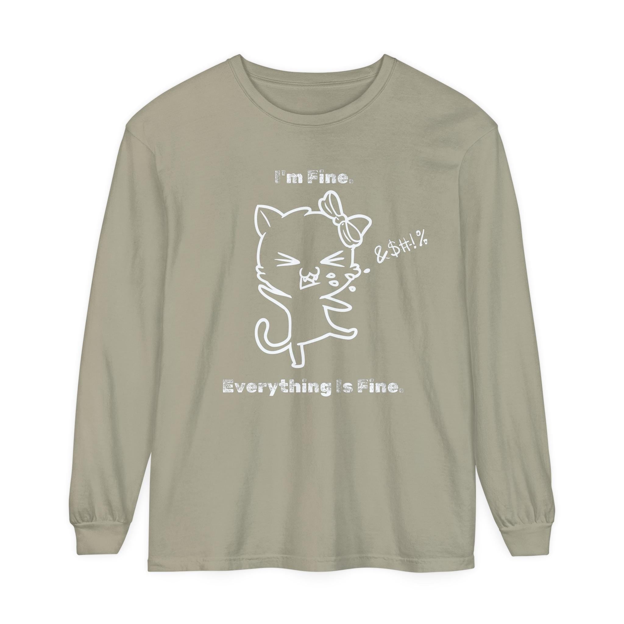 Playful Cat Quote Long Sleeve T-Shirt, Cute Humor Tee, Gift for Cat Lovers, Casual Wear, Funny Animal Shirt