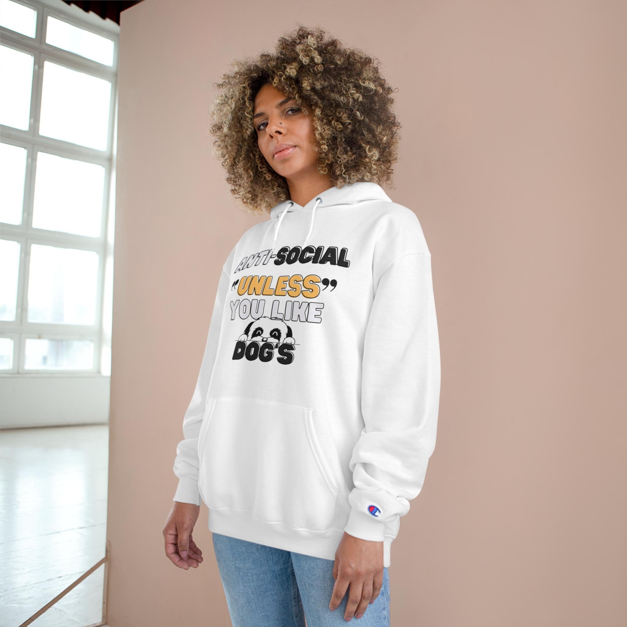 Anti-Social &quot;Unless You Like Dogs Hoodie, Funny Pet Lover Sweatshirt, Gift for Dog Owners, Cozy Casual Wear, Perfect for Dog Lovers