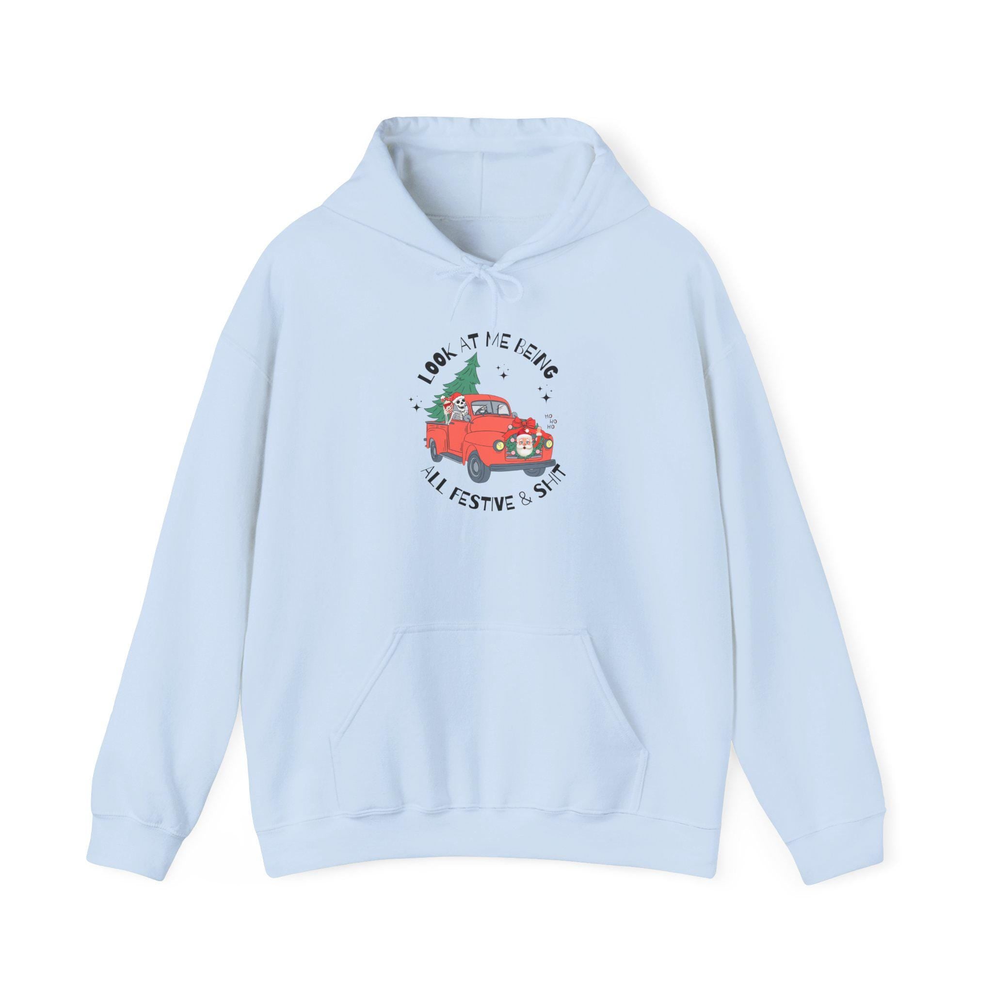 Festive Skeleton Holiday Hoodie, Cozy Christmas Sweatshirt, Unisex Sweatshirt, Cute Winter Apparel, Gift for Him/Her, Hoodie