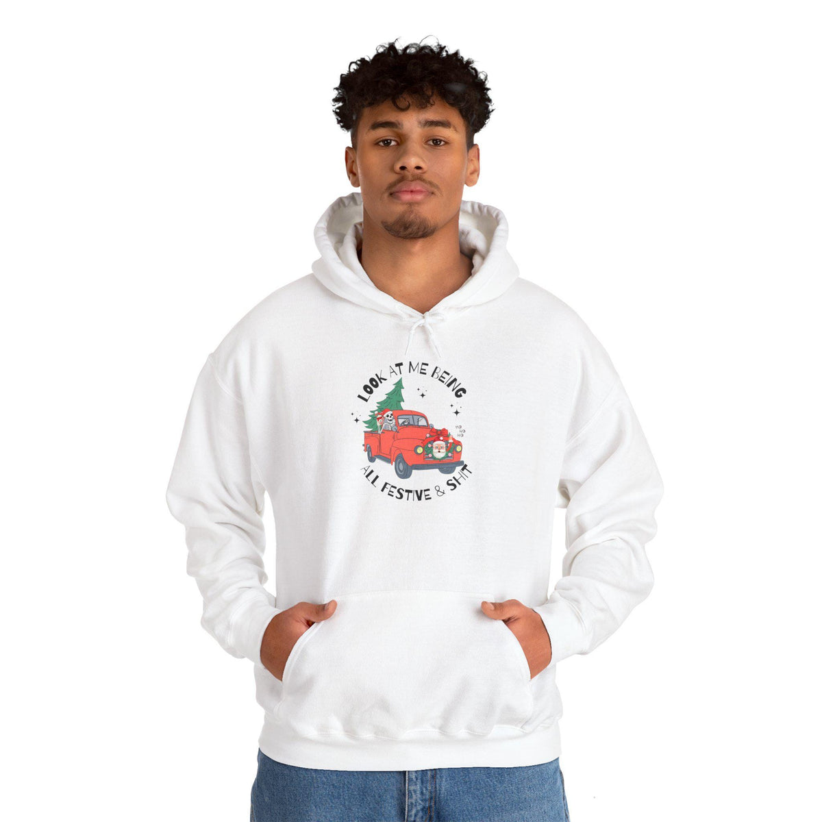 Festive Skeleton Holiday Hoodie, Cozy Christmas Sweatshirt, Unisex Sweatshirt, Cute Winter Apparel, Gift for Him/Her, Hoodie