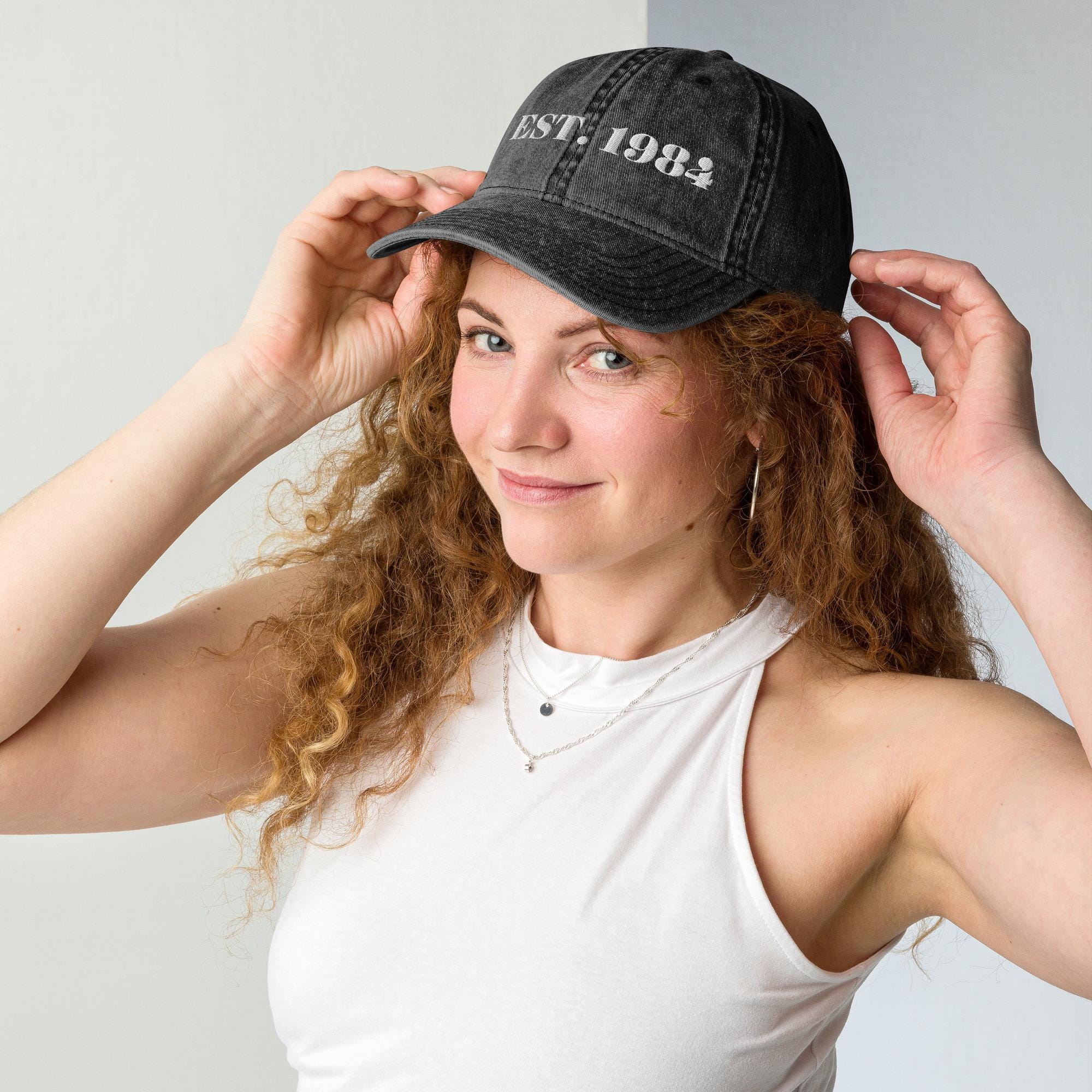 80s Inspired Est. 1984 Embroidered Cap - Adjustable Unisex Hat