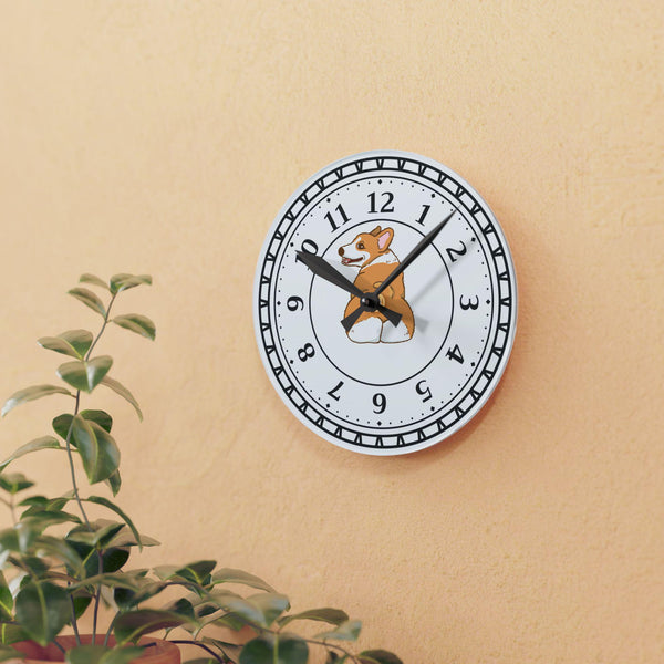 Corgi Wall Clock, Cute Dog Clock, Acrylic Wall Art, Animal Lover Gift, Unique Home Decor, Dog Mom Gift