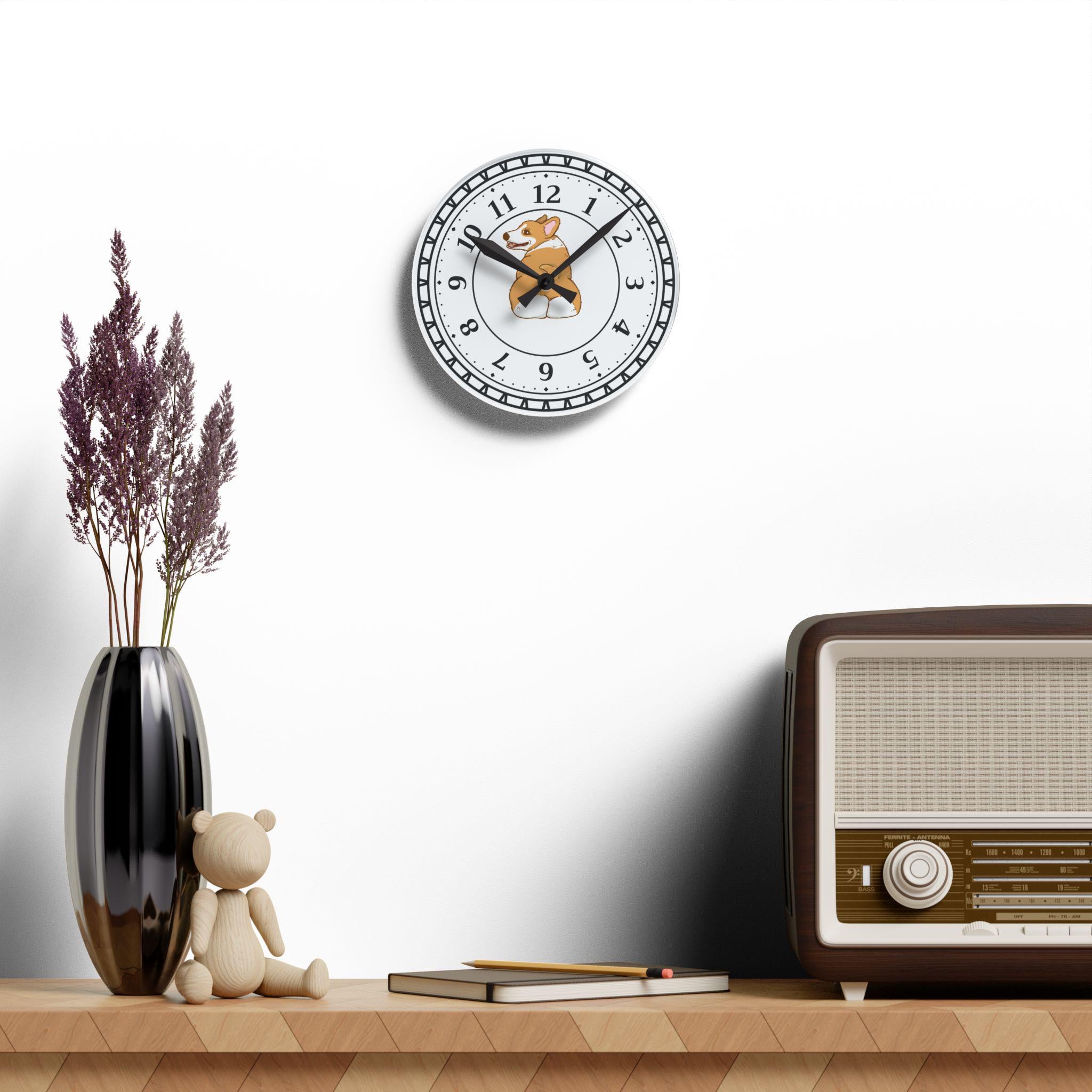 Corgi Wall Clock, Cute Dog Clock, Acrylic Wall Art, Animal Lover Gift, Unique Home Decor, Dog Mom Gift