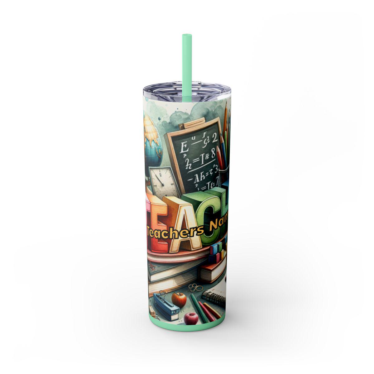Helping Minds Grow Teachers - Skinny Tumbler with Straw, 20oz