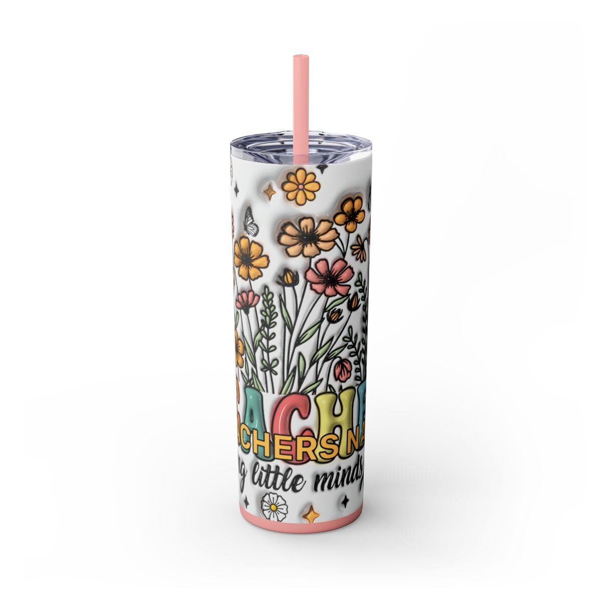 Helping Minds Grow Teachers - Skinny Tumbler with Straw, 20oz