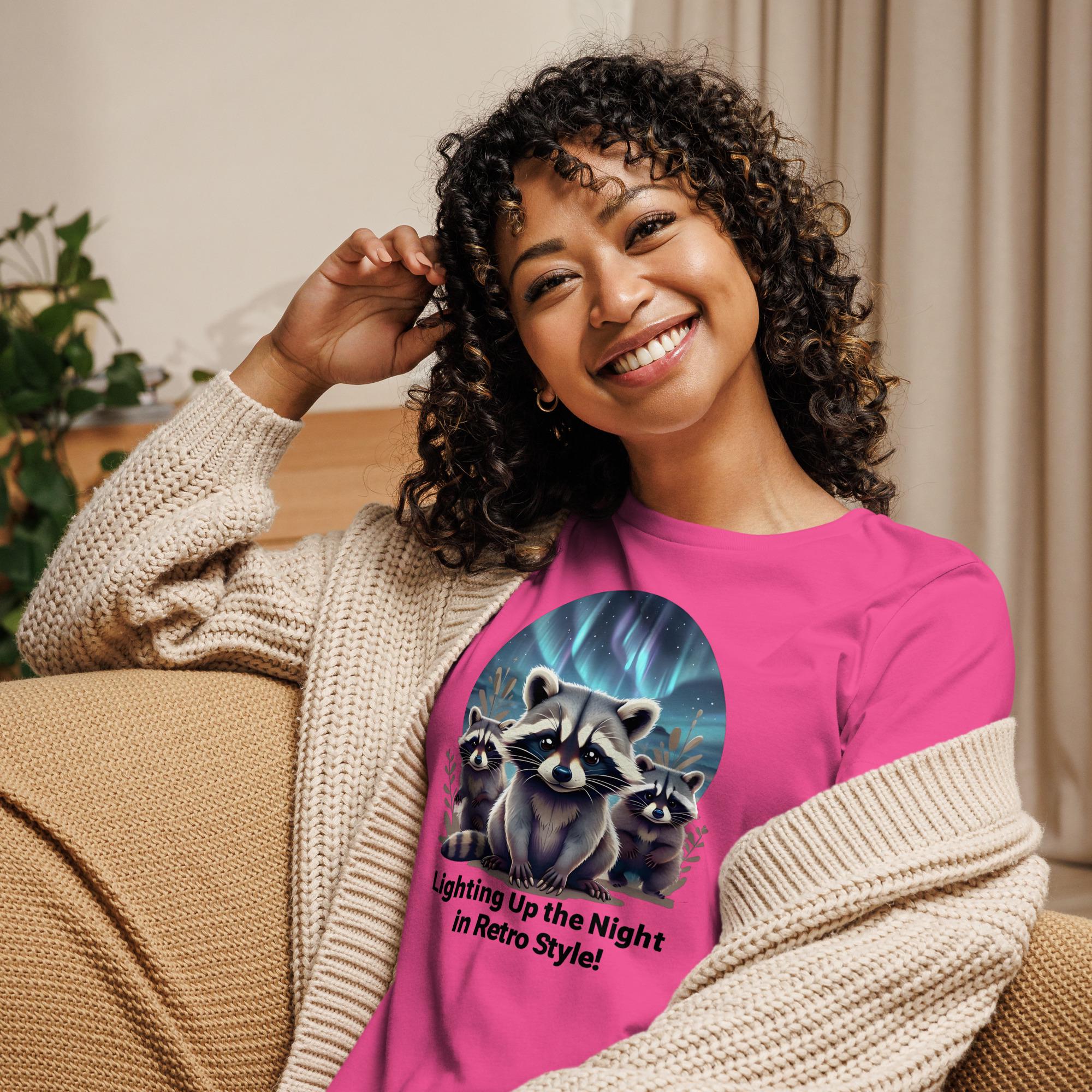 Retro Raccoon Northern Lights Shirt - Three Raccoons Graphic Tee - Raccoon Lovers Crewneck - Funny Raccoon Gift