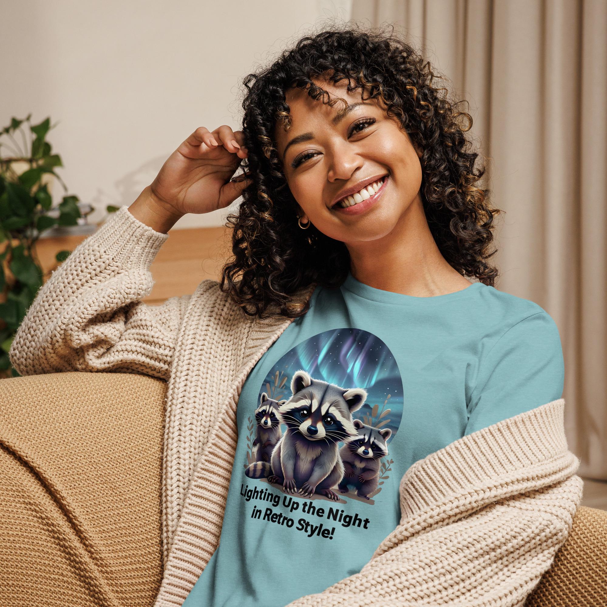 Retro Raccoon Northern Lights Shirt - Three Raccoons Graphic Tee - Raccoon Lovers Crewneck - Funny Raccoon Gift