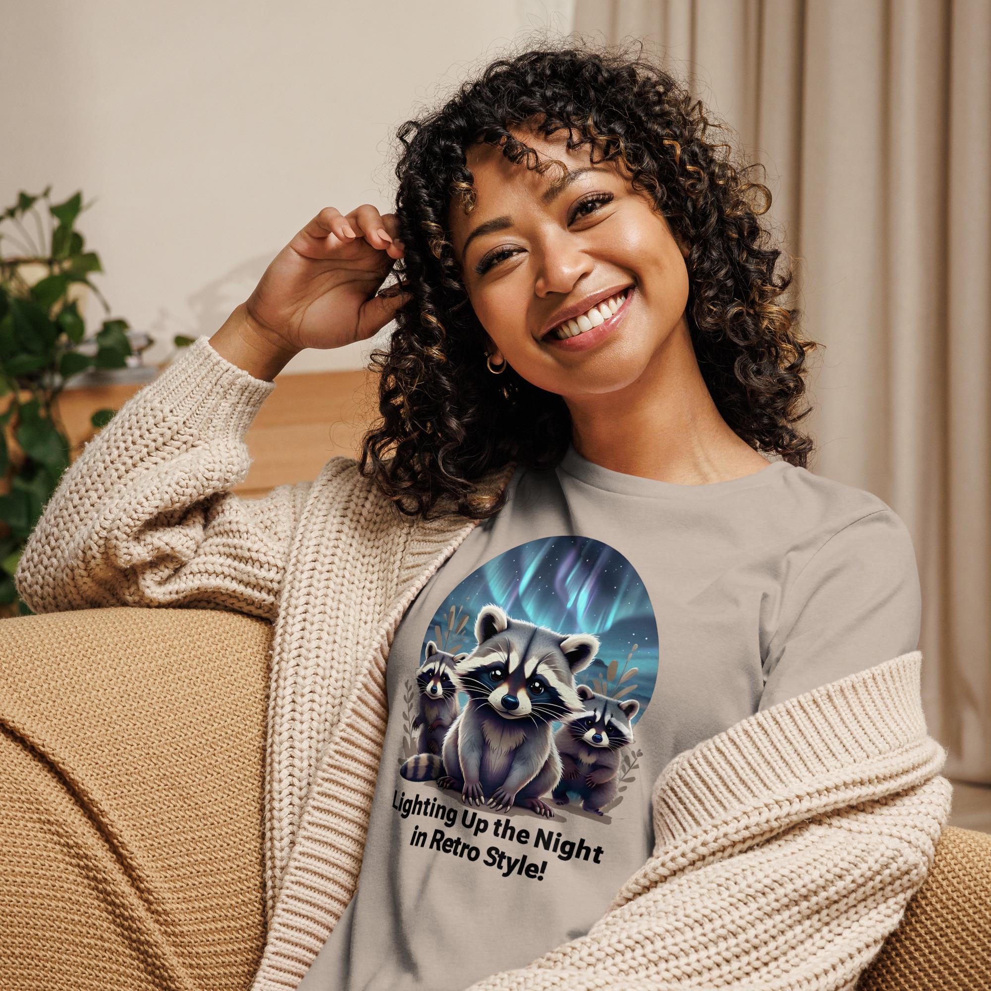 Retro Raccoon Northern Lights Shirt - Three Raccoons Graphic Tee - Raccoon Lovers Crewneck - Funny Raccoon Gift