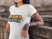 Women's Cut & Sew - Mama Bear with Daisy Print Tee (AOP) - Mama Bear Gift, Mom Gift, Christmas Mom Gift, Mom Gift Design, Gifts For Mama