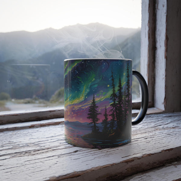 Magic Northern Lights Mug - Color Changing Ceramic - Scenic Night Sky Design - Great for Winter Season