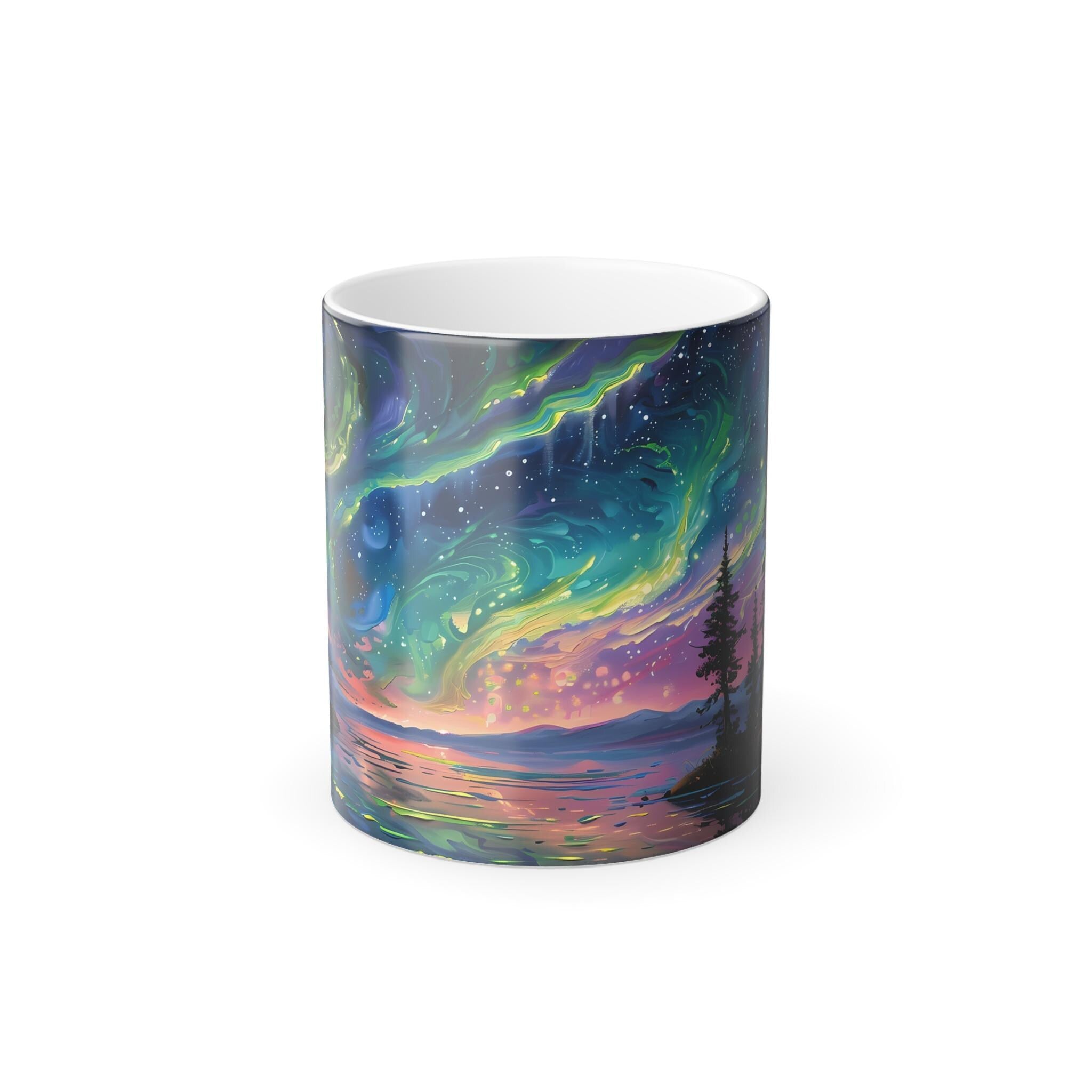 Magic Northern Lights Mug - Color Changing Ceramic - Scenic Night Sky Design - Great for Winter Season