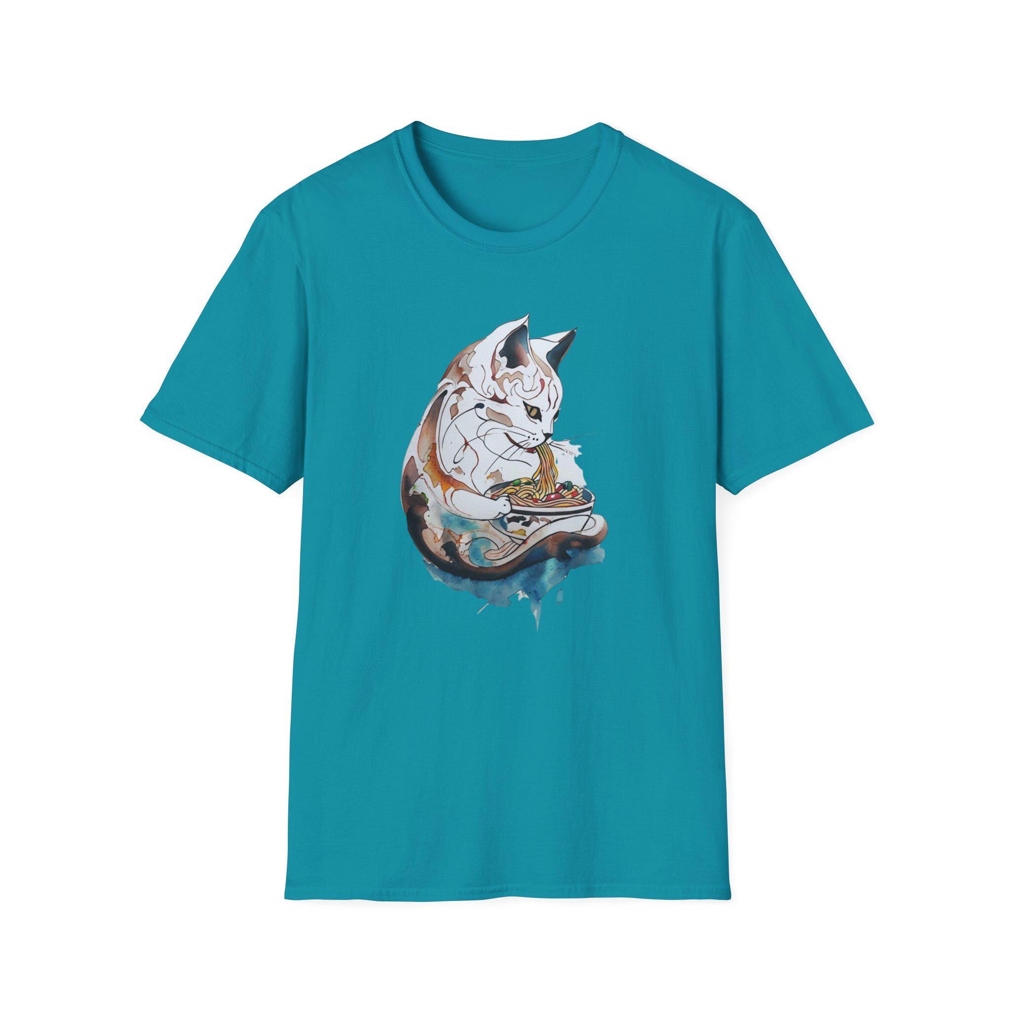 Ramen Cat T-Shirt - Cute Cat Tee - Funny Noodle Shirt - Gift for Cat Lovers