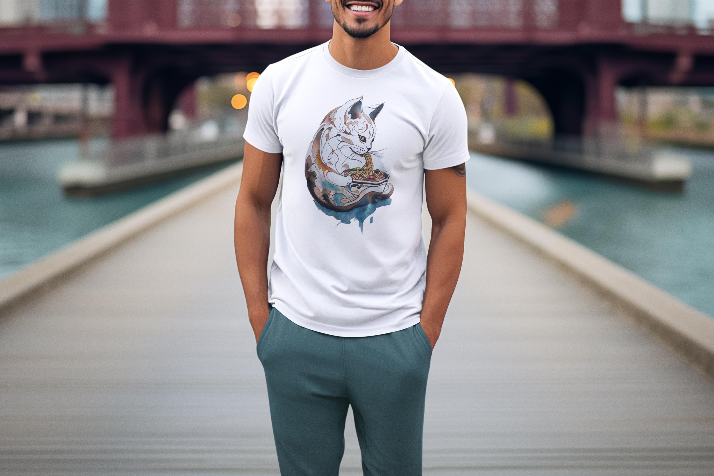 Ramen Cat T-Shirt - Cute Cat Tee - Funny Noodle Shirt - Gift for Cat Lovers