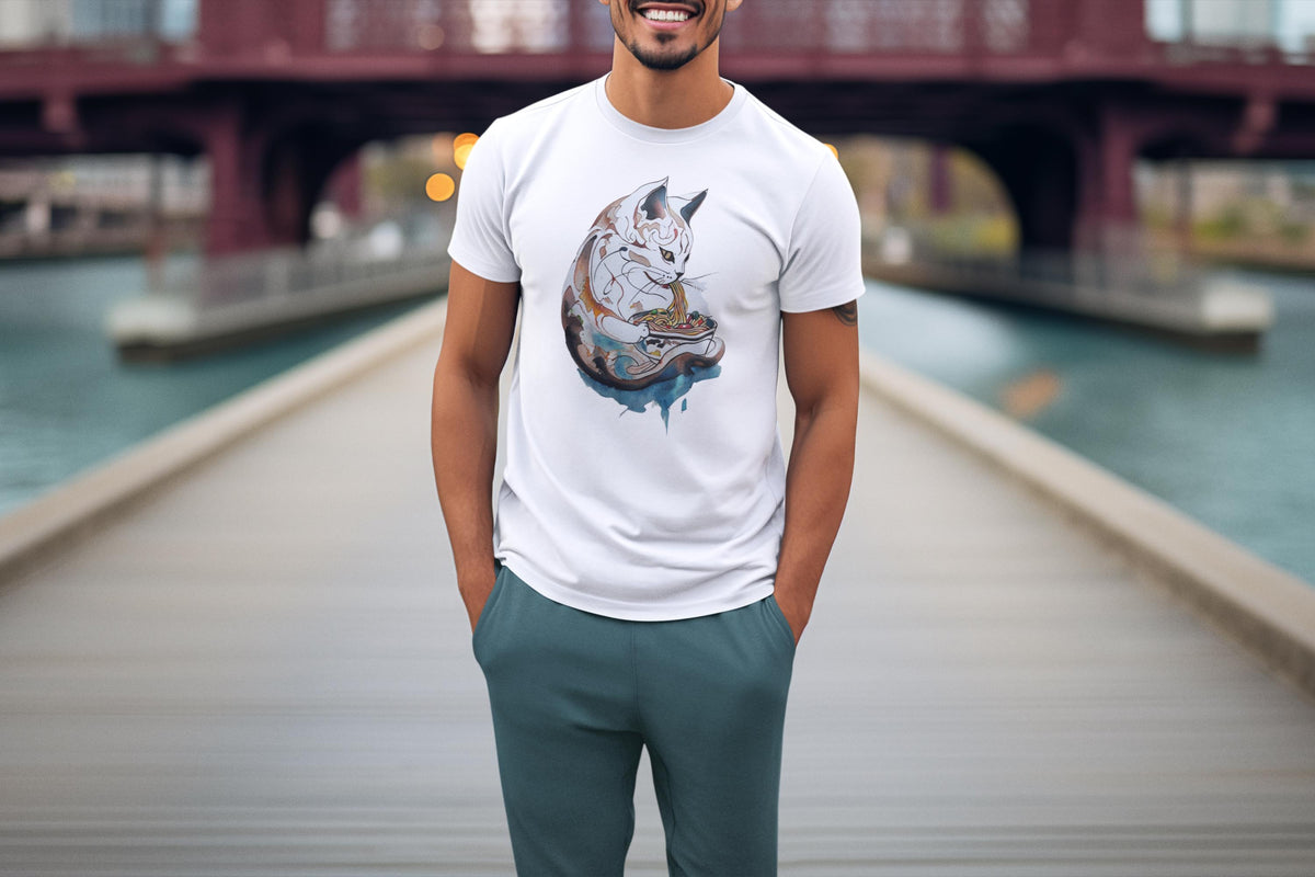 Ramen Cat T-Shirt - Cute Cat Tee - Funny Noodle Shirt - Gift for Cat Lovers