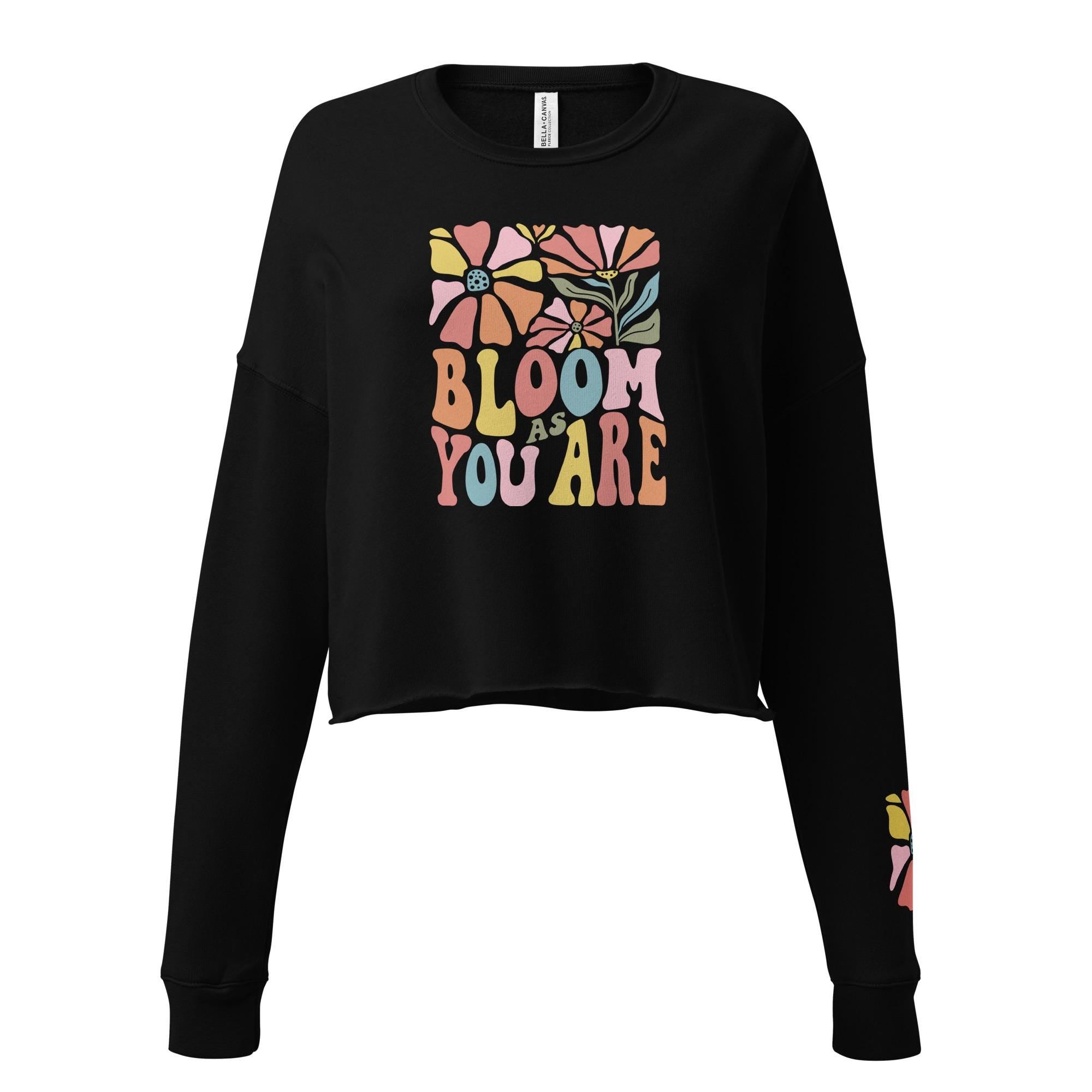 Retro Crop Top Sweatshirt, Boho Flower Shirt, Vintage Floral Shirt, Best Gifts For Her, Christmas Gifts idea