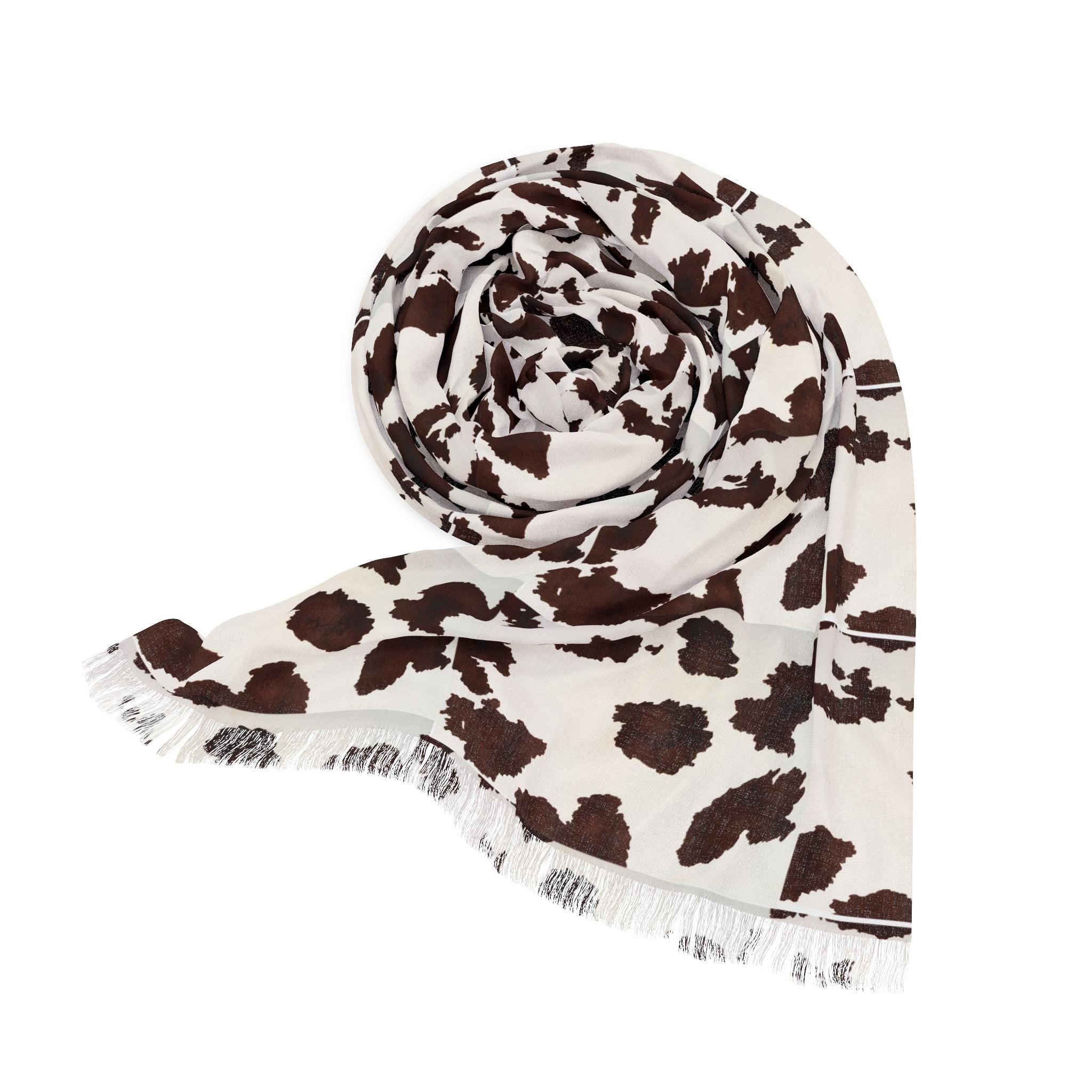 Chic Lightweight Scarf, Perfect for Layering and Fall Fashion, Cow Print Scarf, Stylish Accessory for Women, Everyday Wear, Great Gift