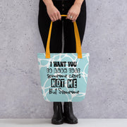 Texted Print Tote Bag