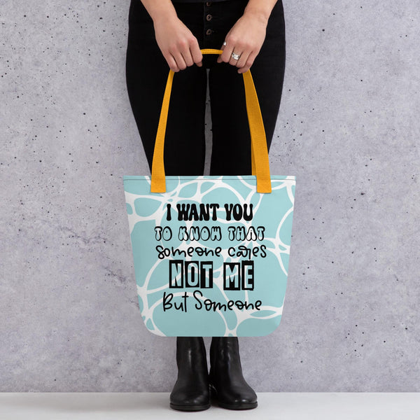 Texted Print Tote Bag