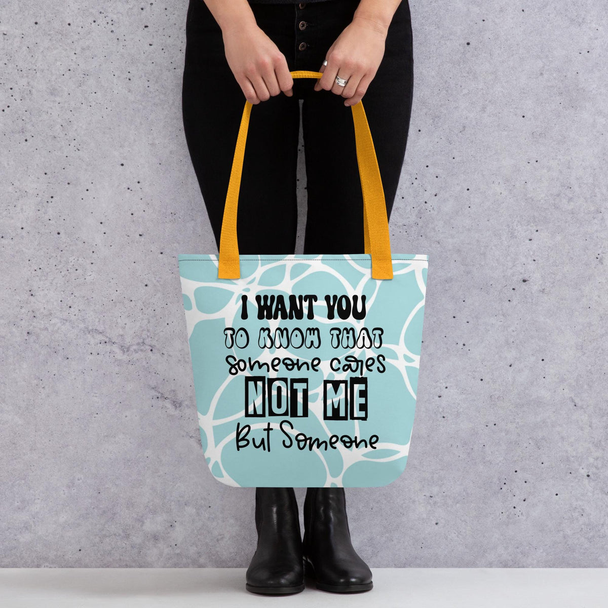 Texted Print Tote Bag