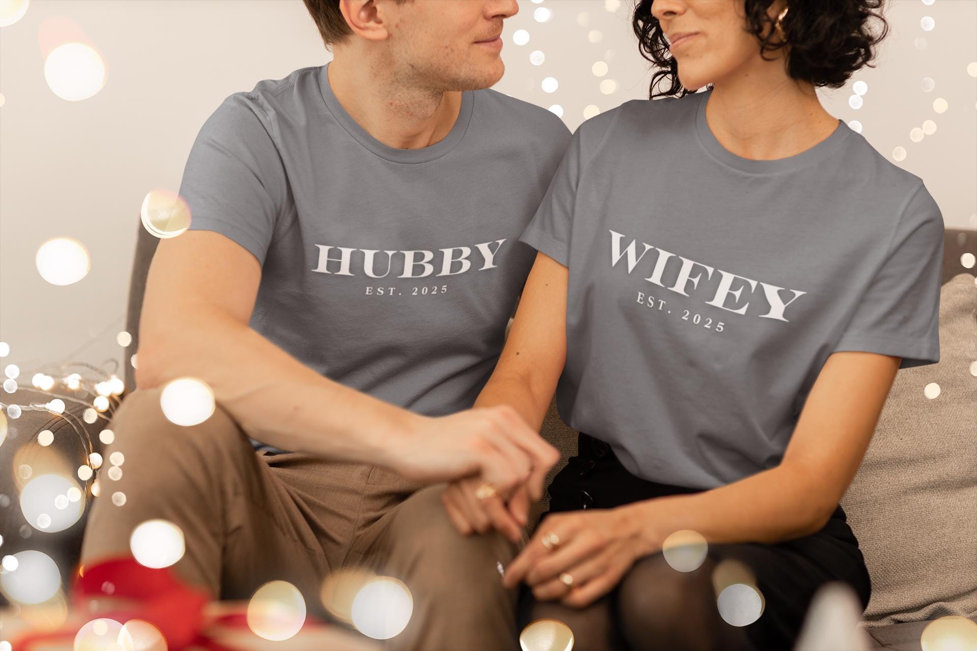 Wifey & Hubby Matching T-shirts - Custom Couple Gift - Unique Wedding Present  2025