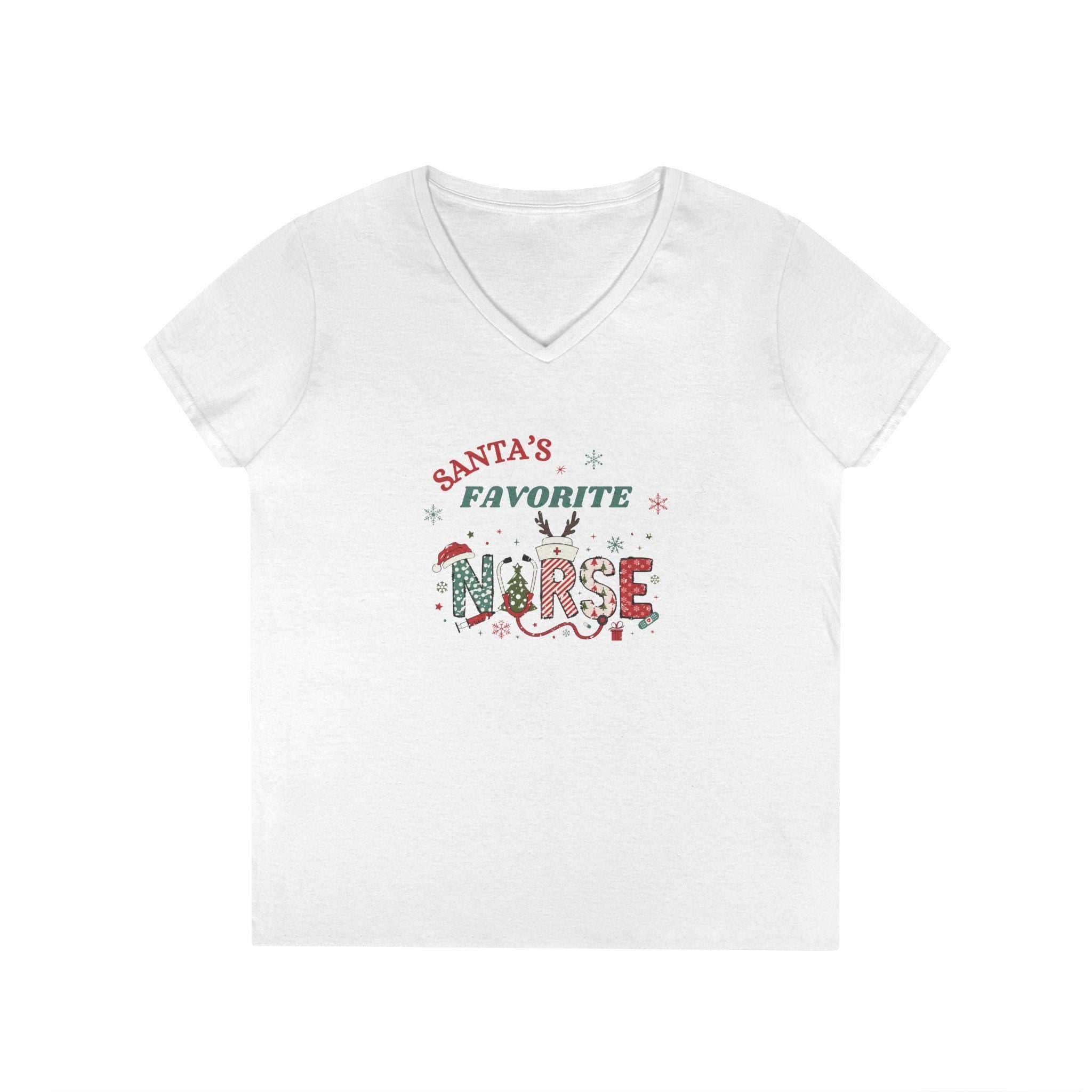 Santa&#39;s Favorite Nurse Shirt - Christmas Nurse Gift - Cute Holiday Tee - Nurse Gift Shirt - Funny Nurse Life Apparel - Santa Nurse Tee