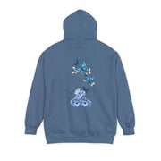Navy Blue Butterfly Wildflower Hoodie - Aesthetic Flower Design - Cozy and Stylish - Perfect for Nature Lovers