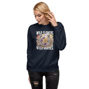 Rustic Chic Wild Flowers and Wild Horses Sweater -  Nature Lover Gift