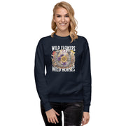 Rustic Chic Wild Flowers and Wild Horses Sweater -  Nature Lover Gift