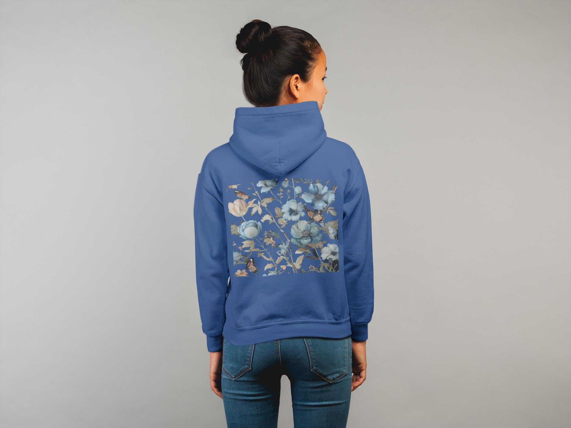 Blue Botanical Sweater - Wildflower Graphic Print - Nature Lover Fashion