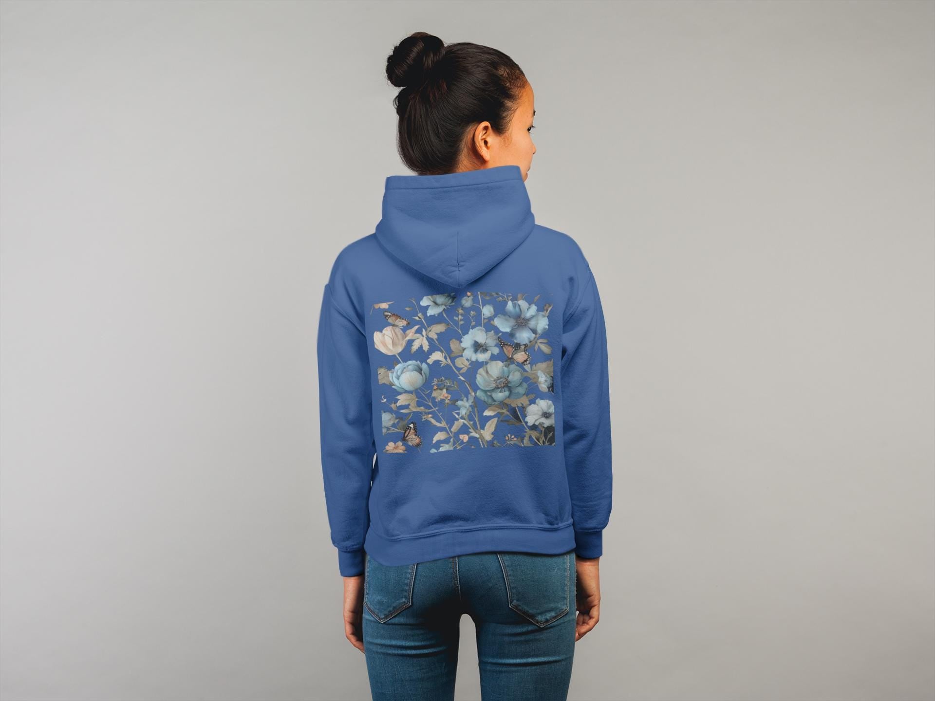 Blue Botanical Sweater - Wildflower Graphic Print - Nature Lover Fashion
