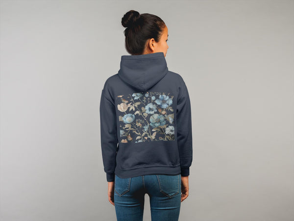 Blue Botanical Sweater - Wildflower Graphic Print - Nature Lover Fashion