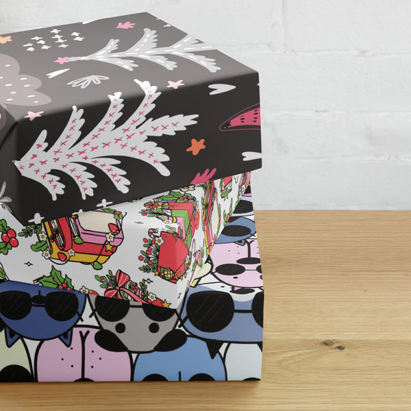 Vintage Christmas Wrapping Paper - Recyclable Gift Wrap - Retro Christmas Sheets - Cute Holiday Decor