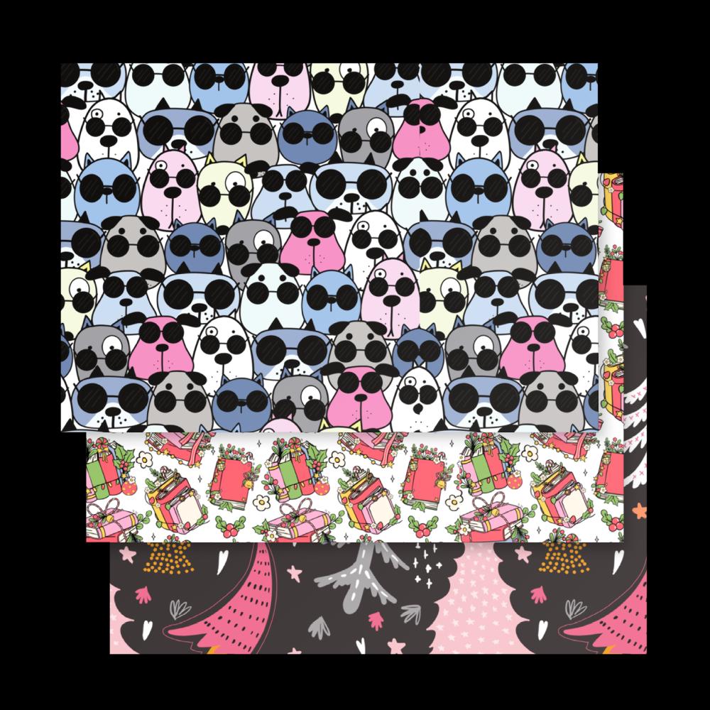Festive Holiday Gift Wrapping Paper Set - Recyclable Gift Wrap
