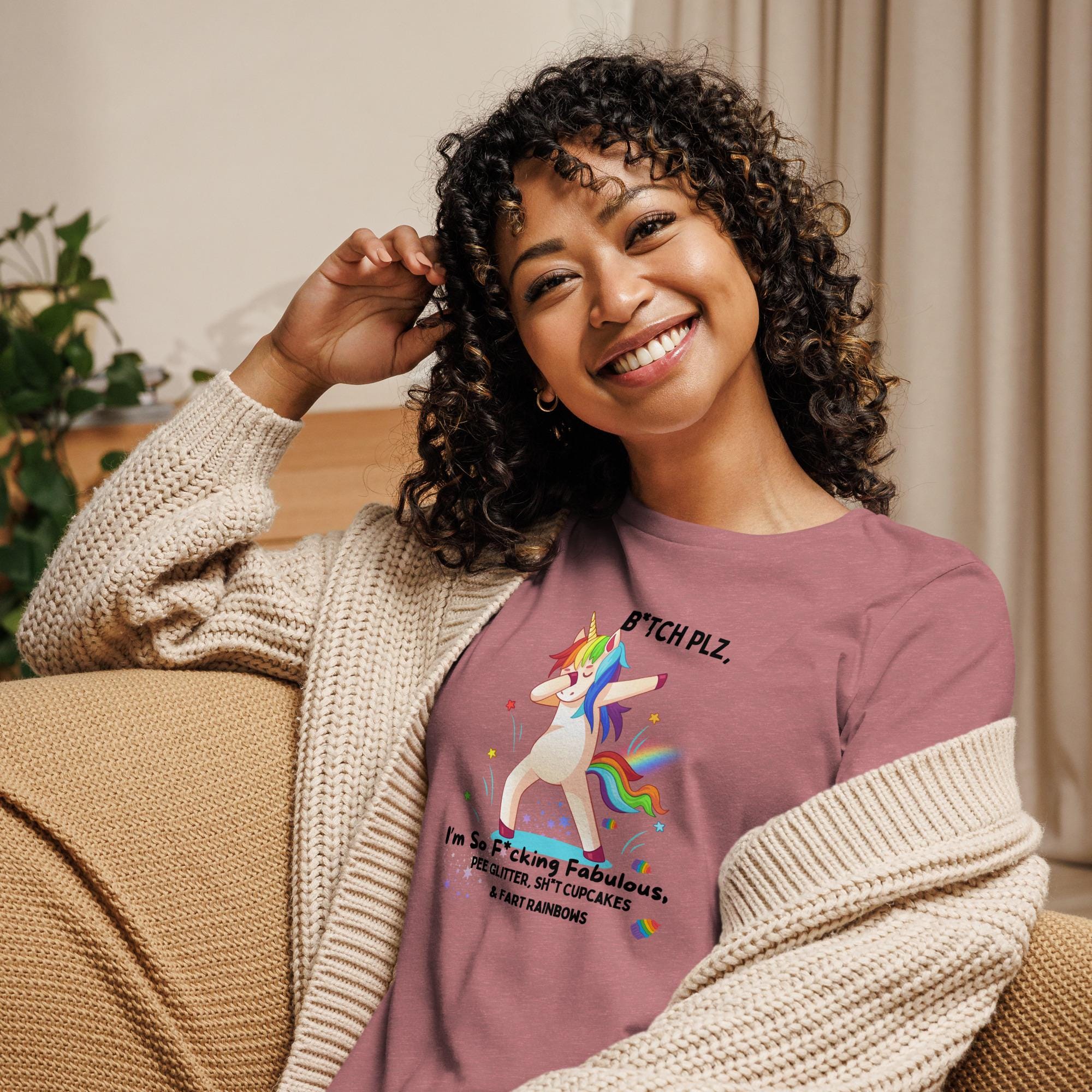 Cute Rainbow Unicorn Design | Funny & Playful Decor - Women's Relaxed T-Shirt
