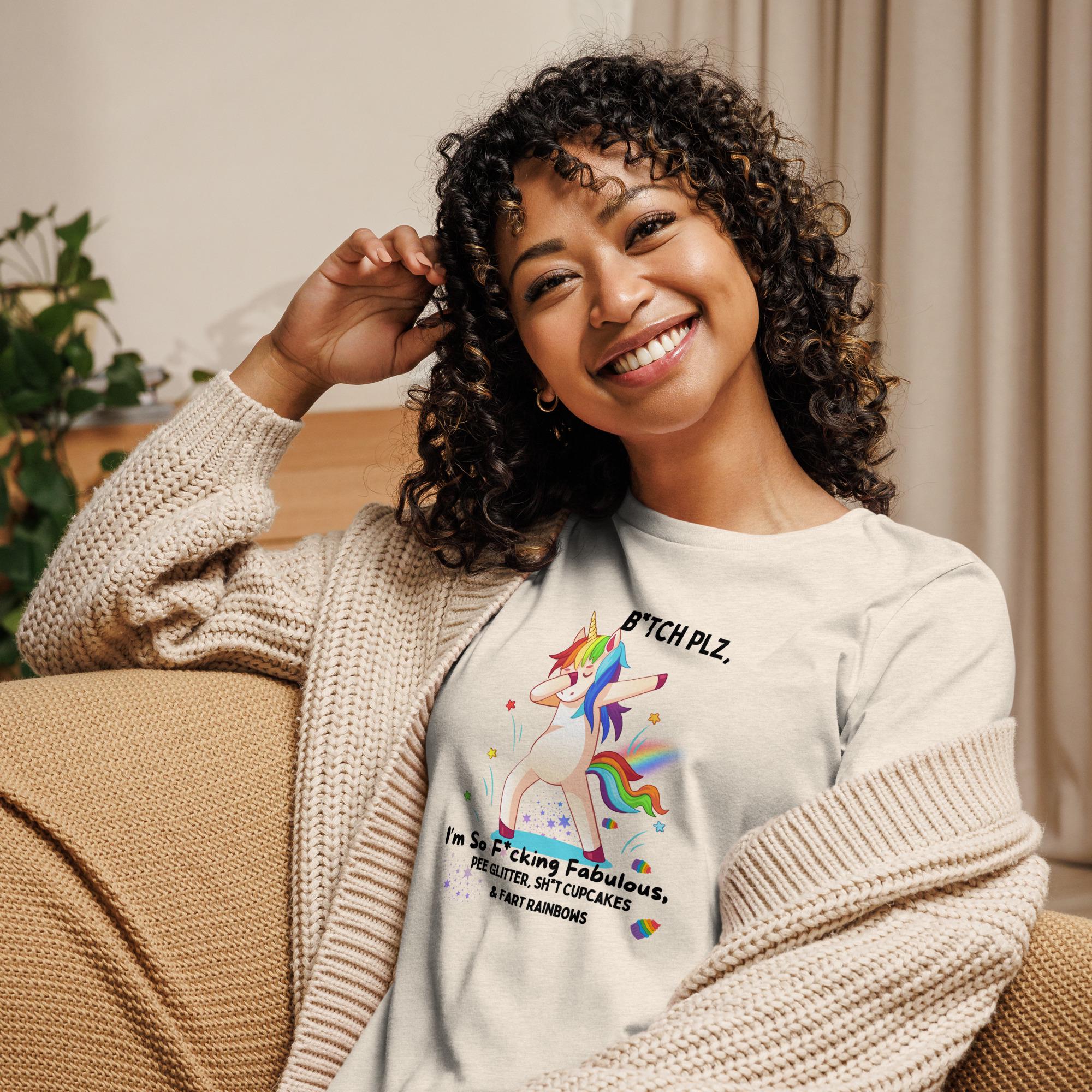 Cute Rainbow Unicorn Design | Funny & Playful Decor - Women's Relaxed T-Shirt