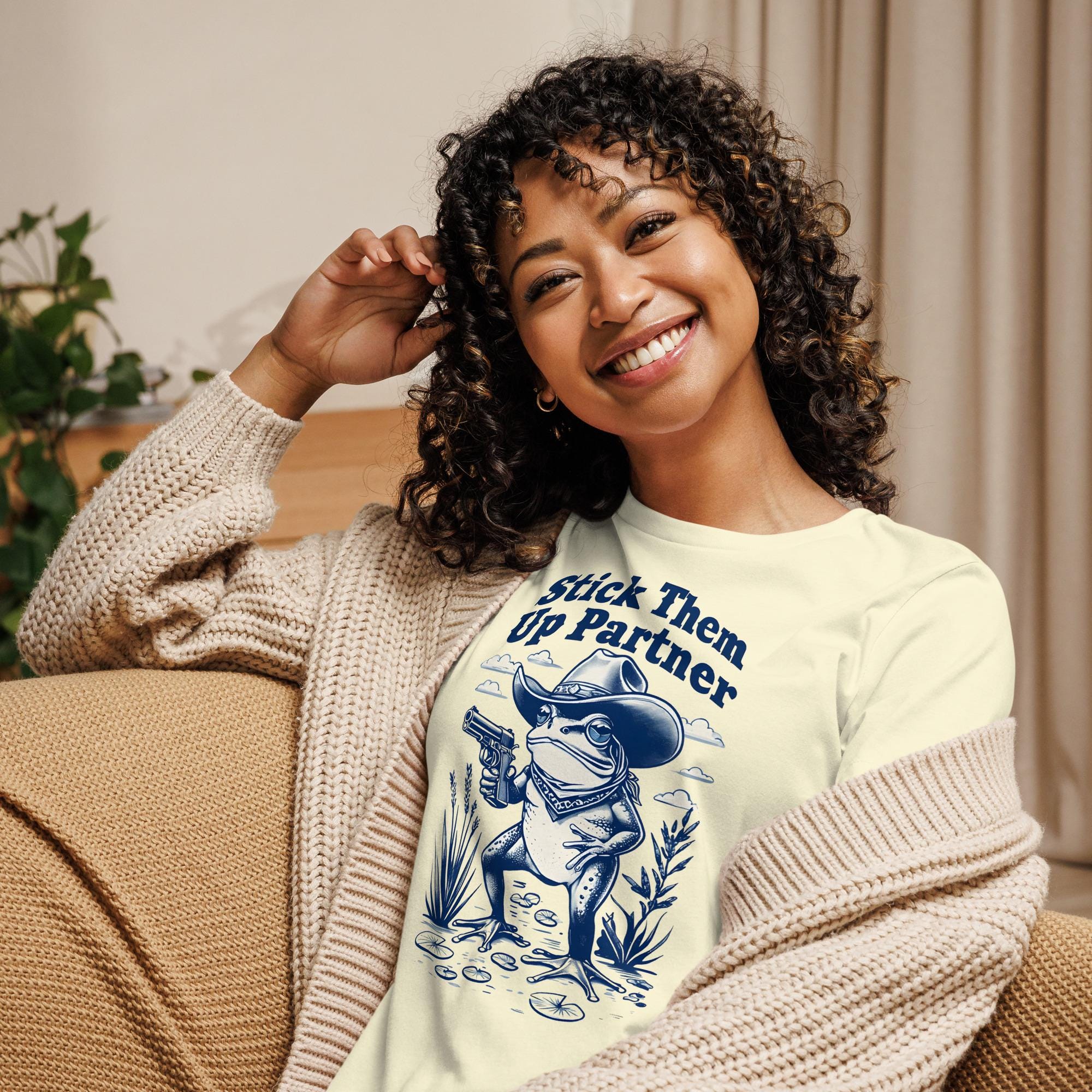 Wild West Frog Graphic Shirt - Fun Stick Them Up Partner Tee