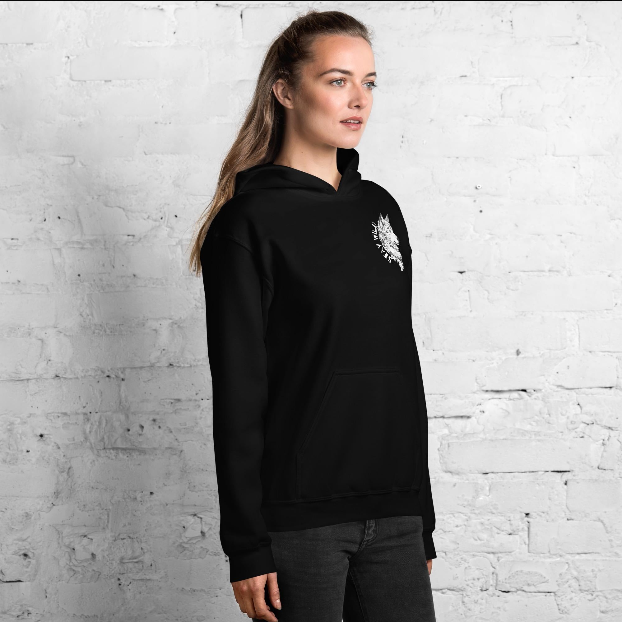 Stay Wild Wolf Hoodie - Animal Lover Gift - Graphic Sweatshirt