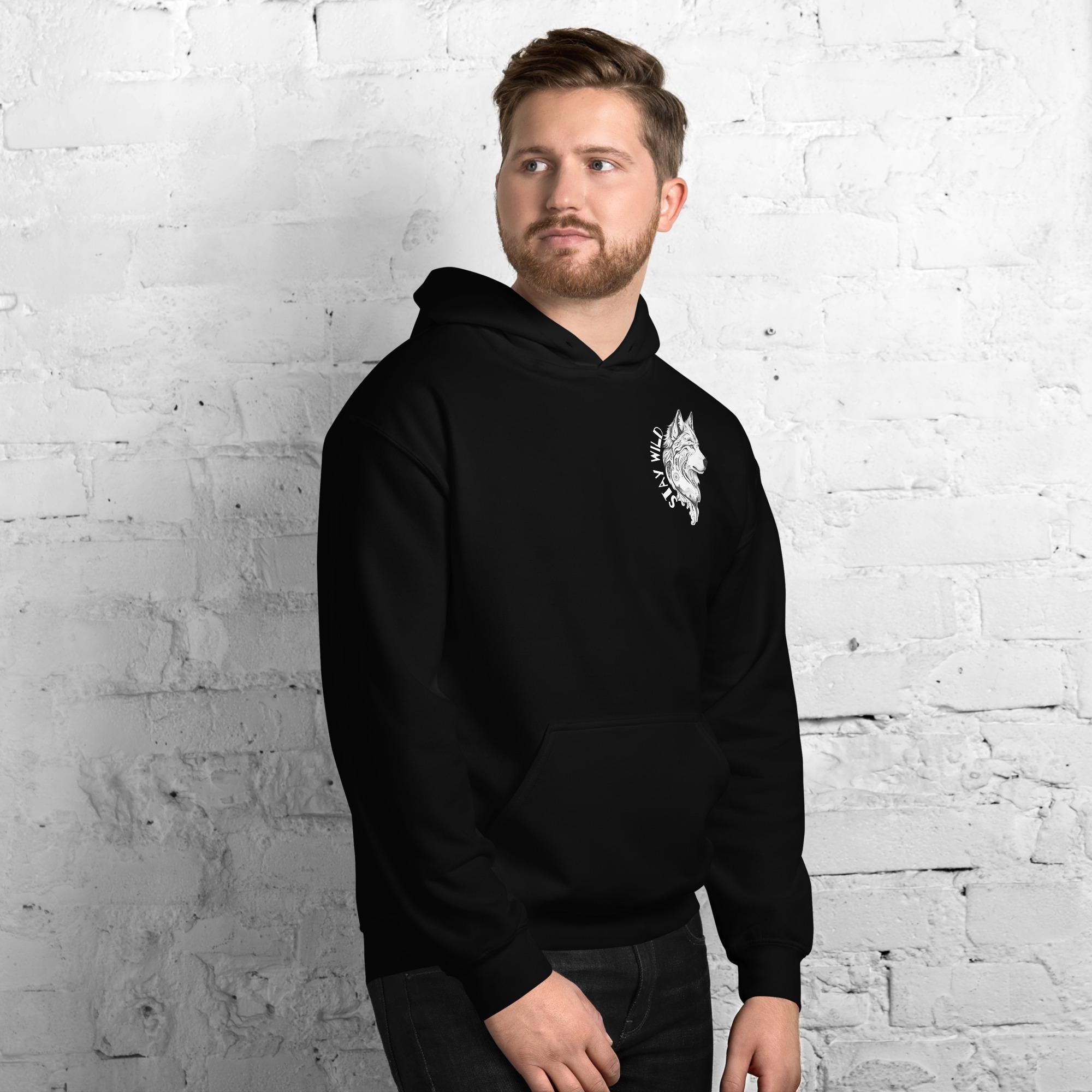 Stay Wild Wolf Hoodie - Animal Lover Gift - Graphic Sweatshirt