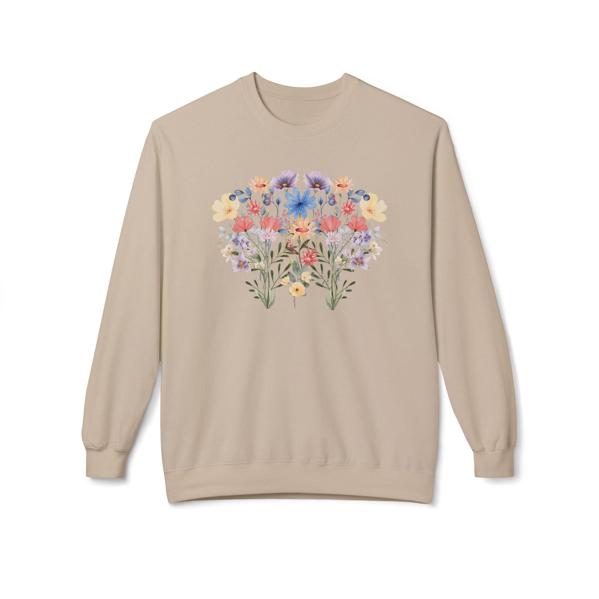 Floral Sweatshirt for Women - Cute Cottagecore Wildflower Crewneck - Unique Gift for Her - Fall Winter Clothing