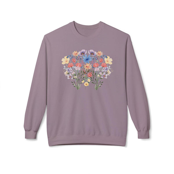 Floral Sweatshirt for Women - Cute Cottagecore Wildflower Crewneck - Unique Gift for Her - Fall Winter Clothing