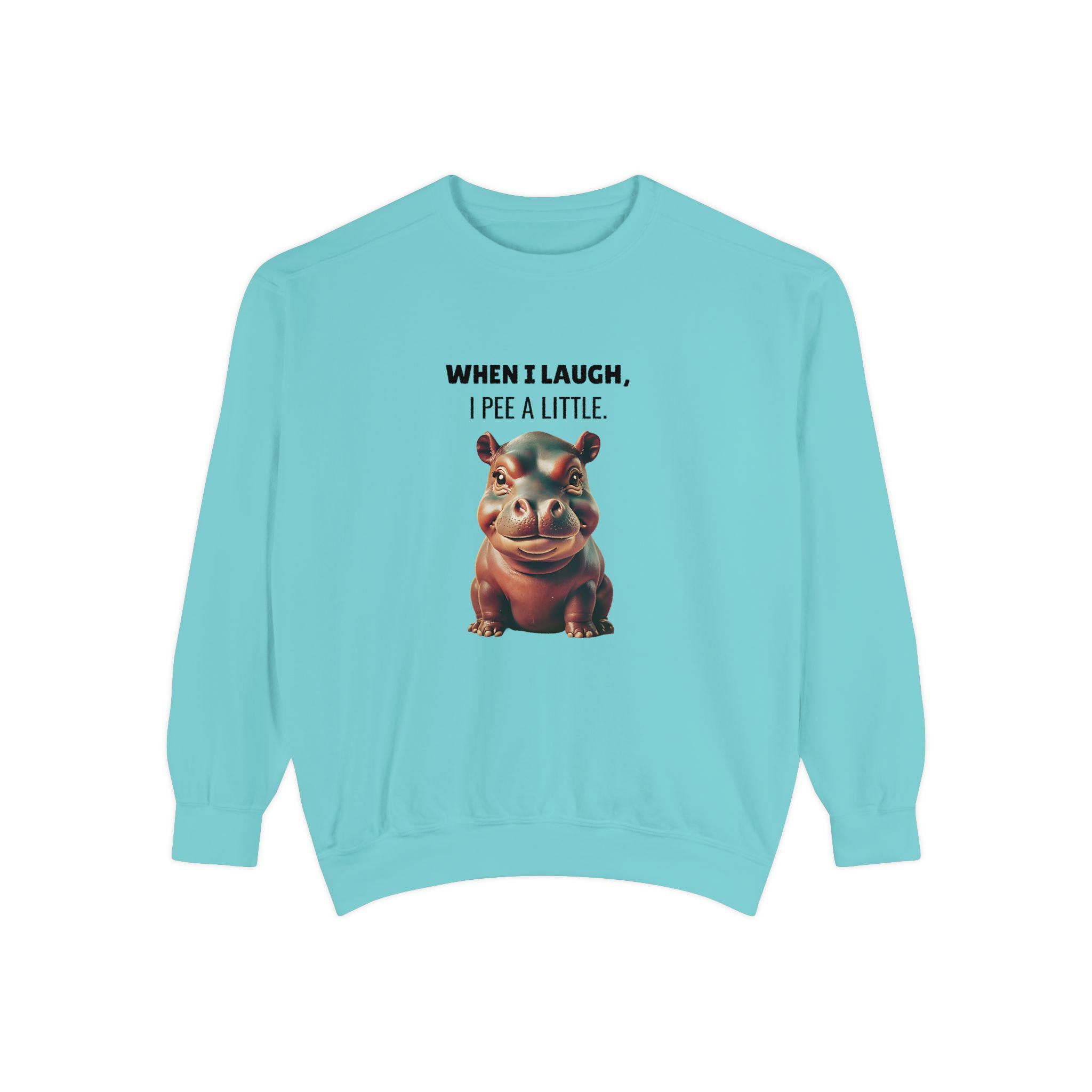Laughing So Hard I Peed a Little - Funny Saying - Ideal for Gifting - Humor Hippo Moo Deng Sweater Print