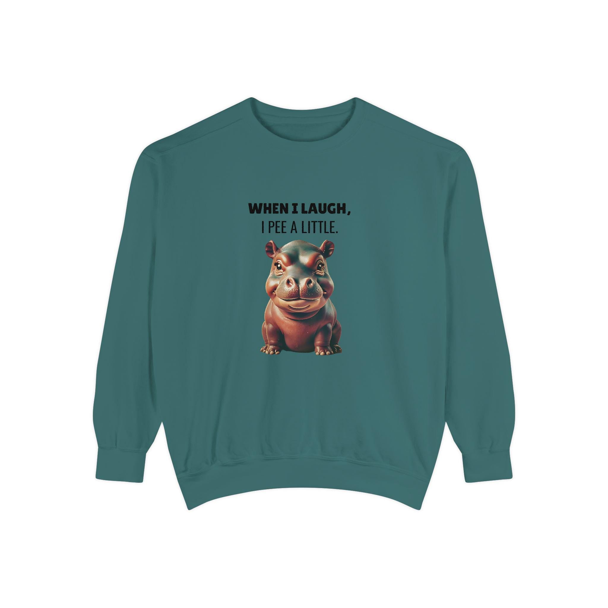 Laughing So Hard I Peed a Little - Funny Saying - Ideal for Gifting - Humor Hippo Moo Deng Sweater Print