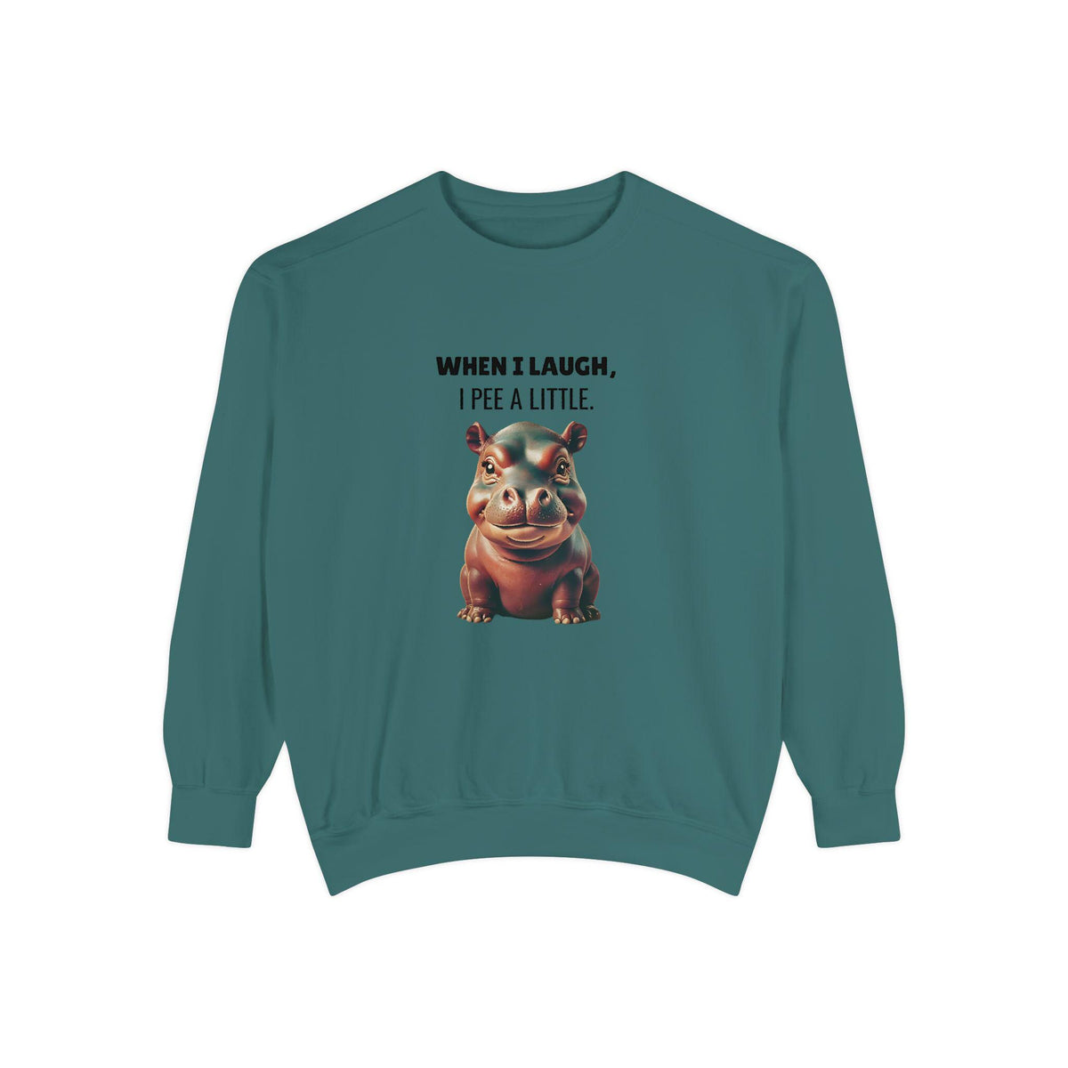 Laughing So Hard I Peed a Little - Funny Saying - Ideal for Gifting - Humor Hippo Moo Deng Sweater Print
